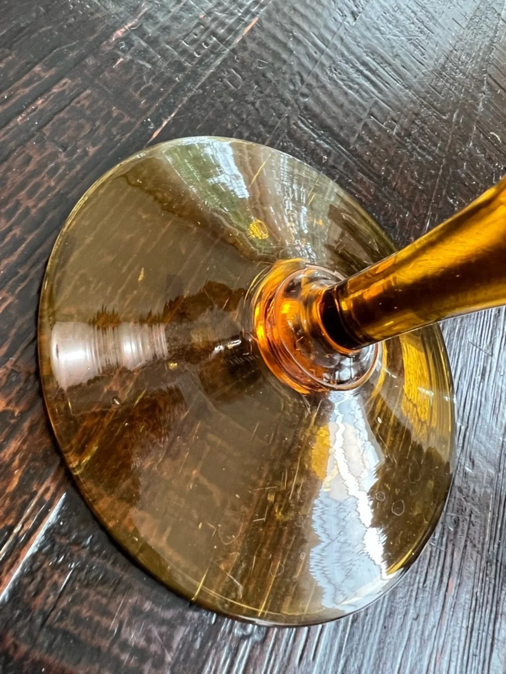 Tall Amber Glass Stem Vase 16.5” Mid Century Modern Decor Optic Panel